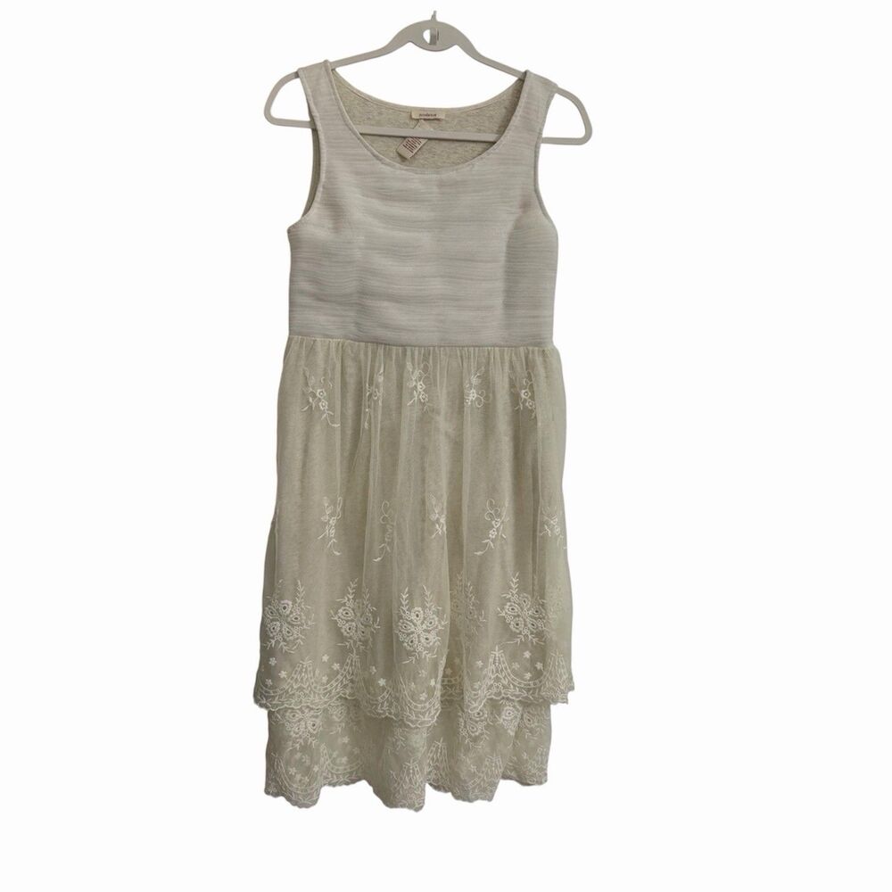 Sundance Dress Womens Small Ivory Tiered Lace Cottagecore Sleeveless Boho Mini